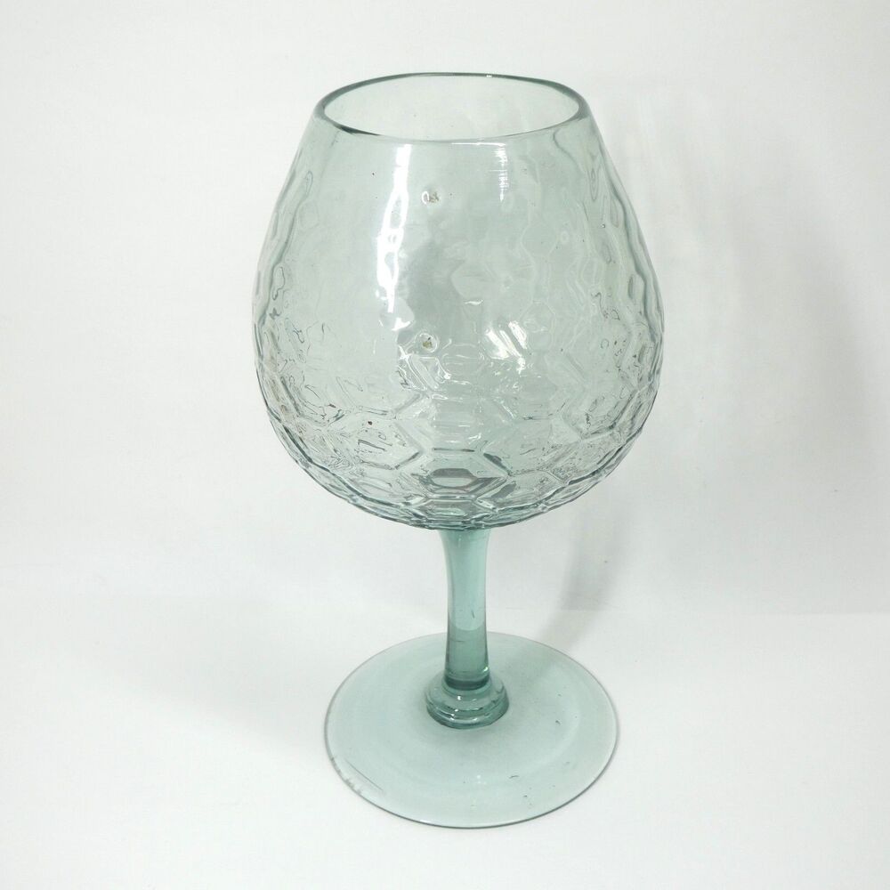 Empoli Glass Light Blue Optic Footed Pedestal Vase Snifter Large 12" Vintage MCM